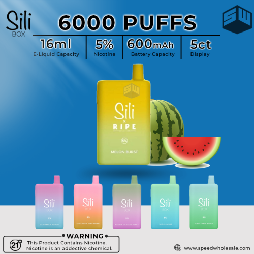 Sili X Ripe Turbo Hit 6000 Puffs Rechargeable Disposable Vape 5ct/Display